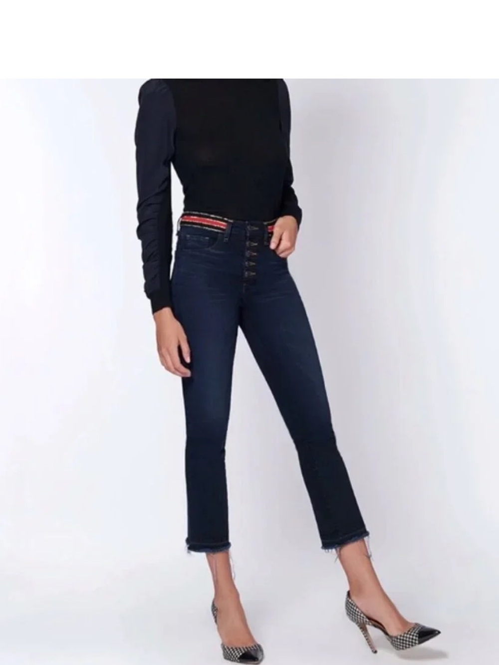 VERONICA BEARD “Carolyn” BABY BOOT belted dark wash JEANS DENIM STRETCH SIZE 24